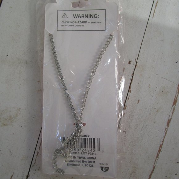 Y2K Gummy Bear Charm Necklace Silver Tone - Picture 2 of 2